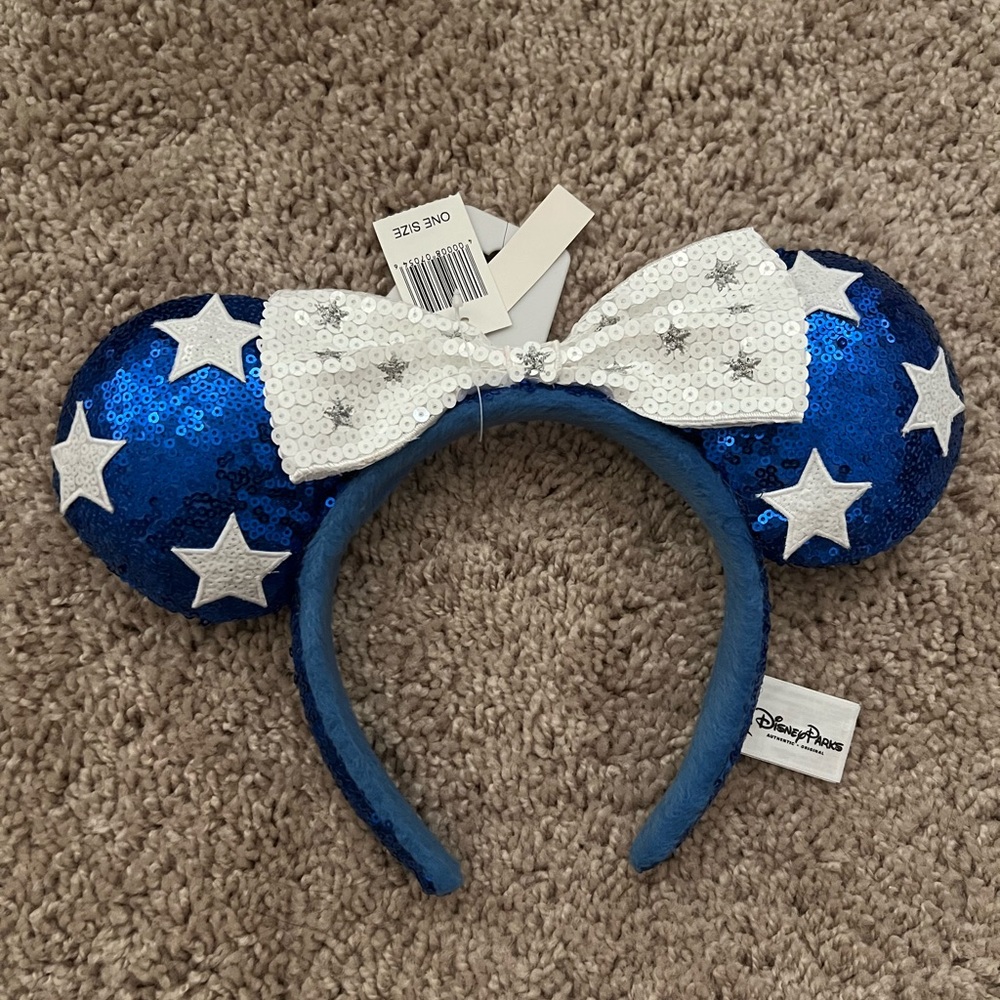 Disney Parks Blue Sequin Minnie Mouse Ears